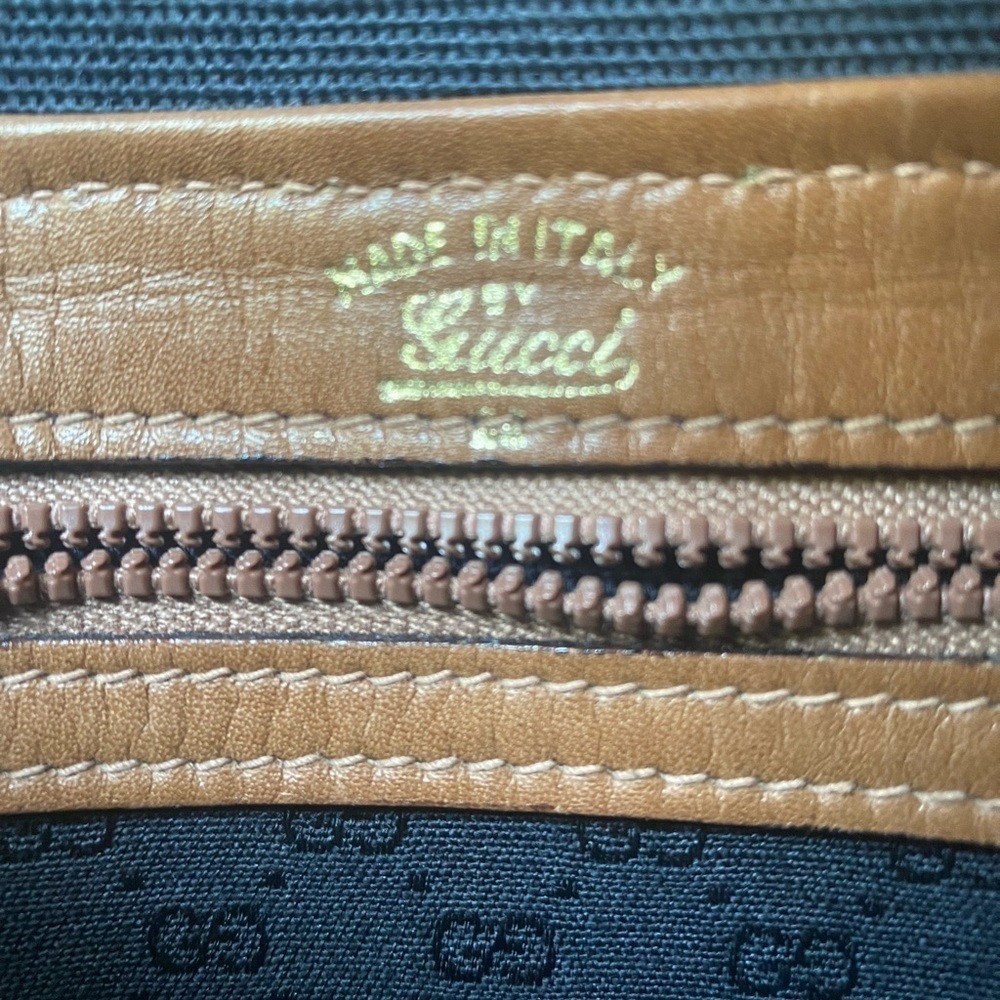 Vintage Gucci Top Handle Bag BlackTan Stripe - Picture 10 of 12